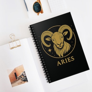Astrological Aries Spiral Notebook, Zodiac Journal, Ruled Line Notepad, Gift for Astrology Lovers, College Supplies