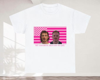 Pink My Favorite Men go to Jail Pink Flag Unisex Heavy Cotton Tee