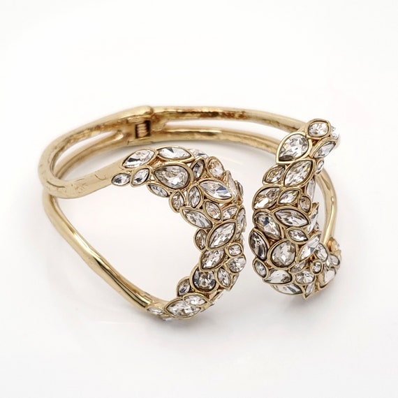 Vintage Alexis Bittar Hinged Cuff Bracelet, Gold … - image 1