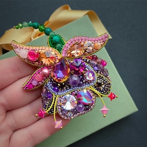 Handmade fuchsia flower brooch / purple baroque inspired flower brooch pin for women / floral brooch/purple flower jewelry/flower lapel pin