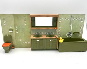 Lundby original green bathroom