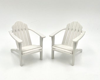 Lundby dollhouse two white garden chairs - adirondack chairs