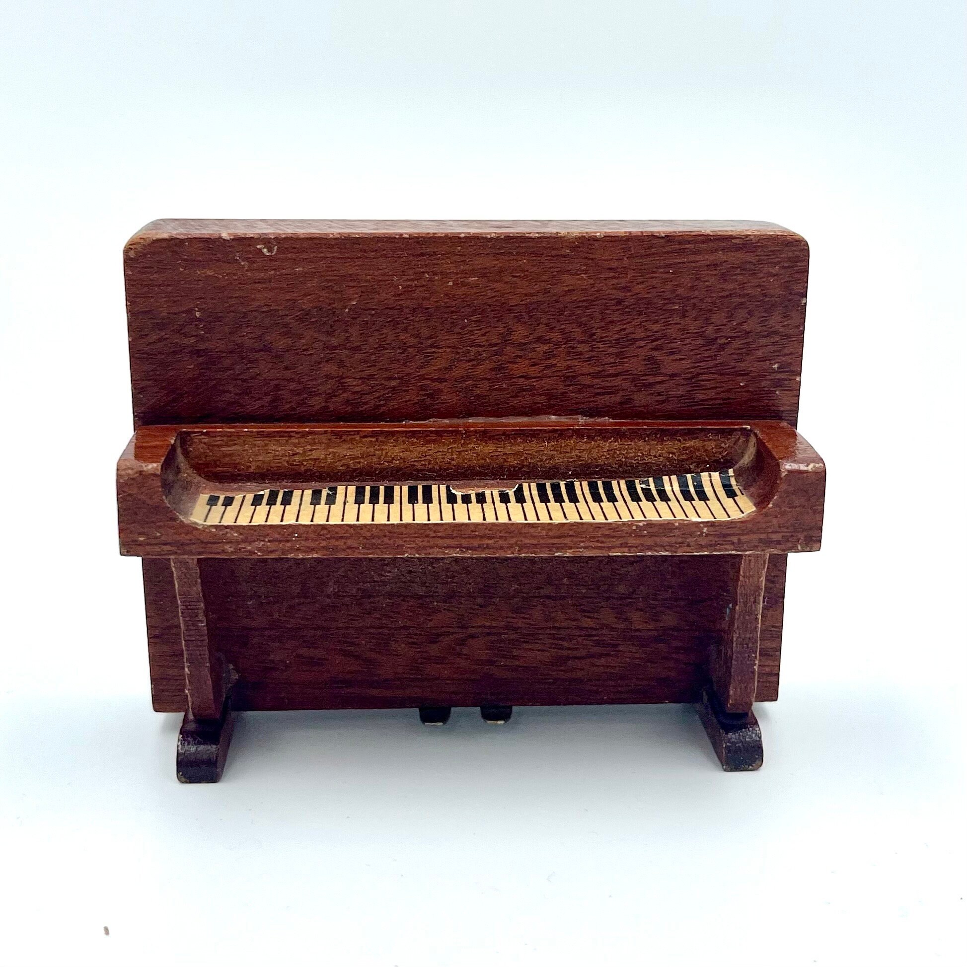 Piano Droit De Poupée Ancien - Années 50, En Bois Décoré, Occasion, Modèle Vintage Français