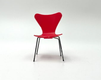Lundby red ”Seven” chair famous Danish designer, Brio- Dollhouse item