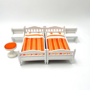Lundby original orange and white bedroom set- Dollhouse item