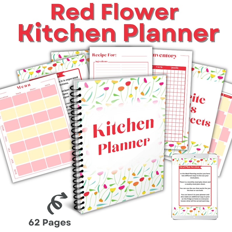 Printable Kitchen Planner With Meal Plan and Food Inventory. New Year New Meal Plans, Save Time ...