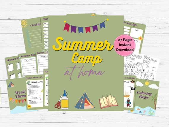 Summer Camp at Home, Kids summer planner,summer craft ideas, reading log and weekly themes to keep them busy,happy and learning all summer