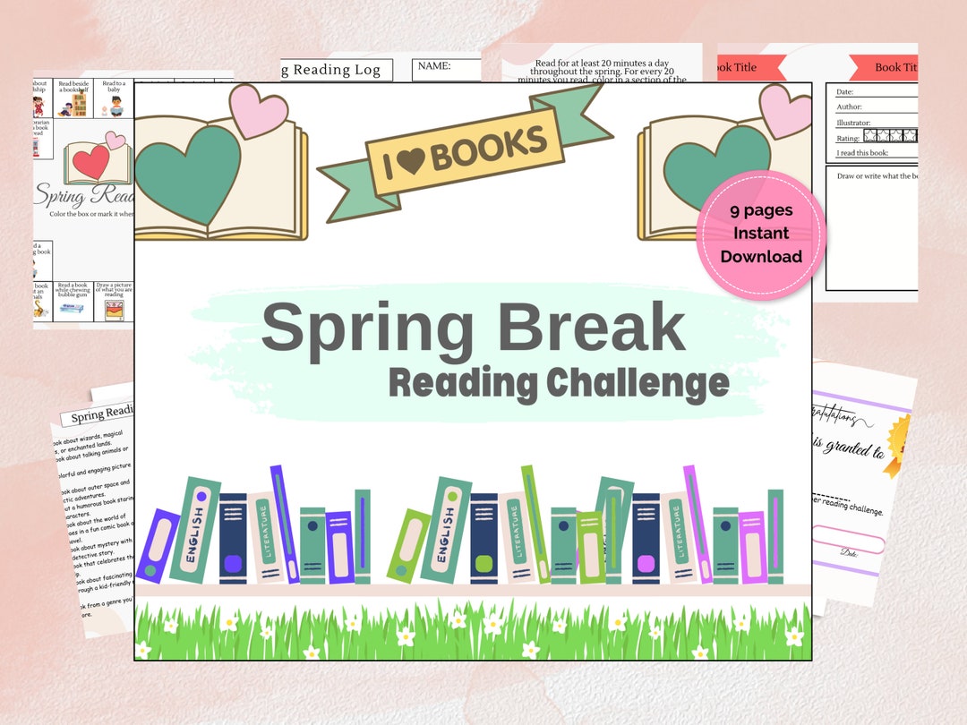 Spring Break Reading Challenge. Printable Reading Challenge for Kids