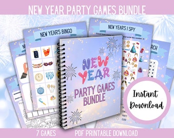 New Years Party Games Printable, 7 New Years Games for adults and children. Stress free fun for the whole family Instant Download.