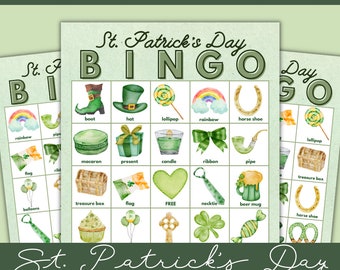 St Patricks Day Bingo game for adults. Immediate download and print for your St Patricks Day party. 25 Cards and 2 different markers.