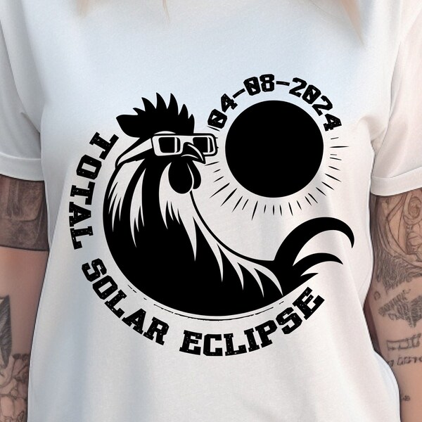 Chicken in Sunglasses Total Solar Eclipse April 8th 2024 Svg Png Shirt Design, Gift ideas Svg, Solar Eclipse 2024 Svg, Astronomy Svg