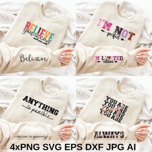 Ensemble Svg inspirant, Svg affirmations positives, Svg motivant, Svg santé mentale, Svg, amour de vous-même, PNG, Dxf, Eps
