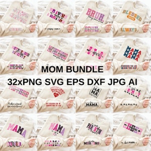 Mom Quotes Svg-bundel, Moederdag Print cadeau voor moeder, moeder geestelijke gezondheid Svg, Retro Mom Life Svg, Png, Mom Sleeve Shirt Design, Mama Svg