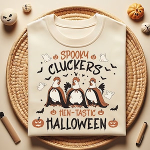 Png Svg Halloween Poule-tastic Cluckers, poulet rétro Halloween Png, Svg poulet fantasmagorique, animaux de la ferme Png, Png pour les amateurs de poulet, clipart