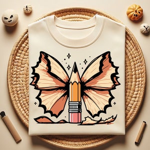 Lápis Coquete Retro Com Laço Svg Png, Professor Png Design Para Sublimação Cricut UVDtf, Design De Camisa De Professor Moderno, Volta Às Aulas Svg