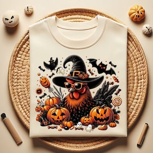 Trendy Halloween Huhn PNG, Lustiges Huhn Png, Retro Halloween Shirt Png, Geist Huhn Png, Süßes Huhn Png, Herbst Png, Gruselige Saison Png