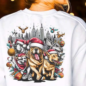 Impressão artística "Os cães que salvaram Nova York" – Arte de parede com cachorros em Nova York, presente engraçado para amantes de cães, pôster colorido da cidade, decoração peculiar para quarto de cachorro