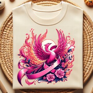 Borstkanker Phoenix herrijst uit de as png, kankerbewustzijn png, borstkankershirt png, roze lint png, sublimeer ontwerpen downloaden