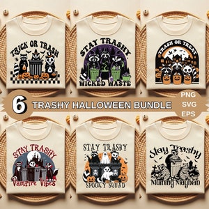 Ensemble Svg Halloween rétro, séjour trash, lot Svg raton laveur drôle, Png, saison effrayante drôle, ambiance d'automne, des bonbons ou un sort, Svg de l'équipe d'escouade, Eps