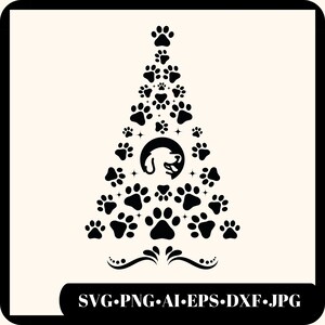Christmas Paw Tree Svg sublimatie ontwerp downloaden, hond boom png-bestand, populaire kerst Svg-bestanden voor Cricut, hond Svg, clipart gesneden bestand