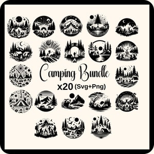 Camping SVG Bundle, Png, Silhouette camping, Camper Svg, Svg vie de camp, Camping signe Svg, Svg aventure, Svg feu de camp, Camping couper des fichiers