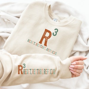 R3, Svg de réinitialisation de redémarrage, de recentrage, de santé mentale Svg, de citations positives Svg, de conception de pochette de motivation, de soins personnels Svg, téléchargement numérique