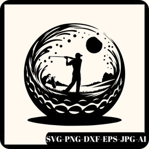 ゴルフのシルエット、ゴルフのSVG、ゴルファーのSVG、ゴルフボールのSVG、ゴルフクラブのSVG、ゴルフプレーヤーのSVG、スポーツ、ゴルフのカットファイル、Cricut、Png、SVG、DXF