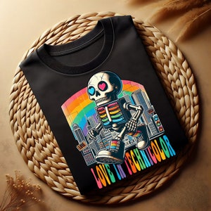Love in Technicolor Skeleton Robot LGBTQ Png, Bisexual Pride Png, Gay Skeleton Png, Skeleton Pride Png, Queer Pride, LGBTQ-vlag, Rainbow Gay
