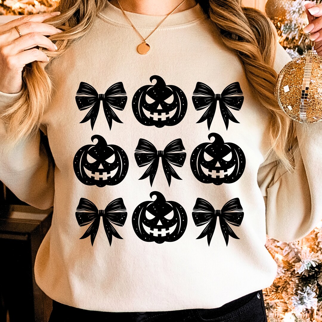 Black Coquette Bow Halloween SVG PNG: Pumpkin Ribbon Clipart (digital ...