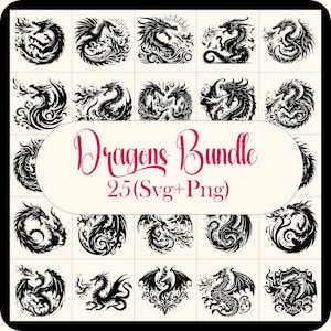 Dragon Fire SVG, Dragon SVG Bundle, Dragon Clipart, Dragon Vector, Dragon PNG, Dragon Silhouette Design, Dragon Svg cut File for Cricut