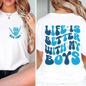 Das Leben ist besser mit meinen Jungen Schädel-Svg-Datei, Jungen-Mama-Svg, Mama-Shirt-Design-Svg Cut-Datei für Cricut, Mama-Leben-Svg, Png, Junge-Mama-Geschenk, Mama-Leben-Svg Dxf
