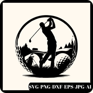 ゴルフシルエット、ゴルフSVG、ゴルファーSVG、ゴルフボールSVG、ゴルフクラブSVG、ゴルフプレーヤーSVG、スポーツ、Png、DXF、SVG、ゴルフカットファイル、Cricut