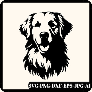 Golden Retriever Head SVG File - Golden retriever Immagini vettoriali Clipart Cane Immagine SVG per logo, silhouette, design maglietta, Dog Mom Svg, Png