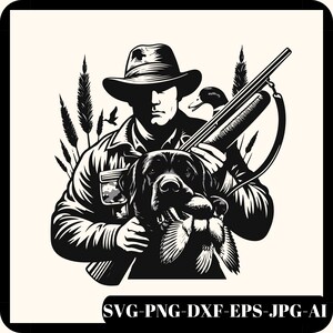 Entenjagd svg, Hund jagt Clipart, Jäger-Svg, Outdoor-Jagd-Schnittdatei, Camp-Szene Clipart, Abenteuer-Schablone, Criut, Silhouette, Png