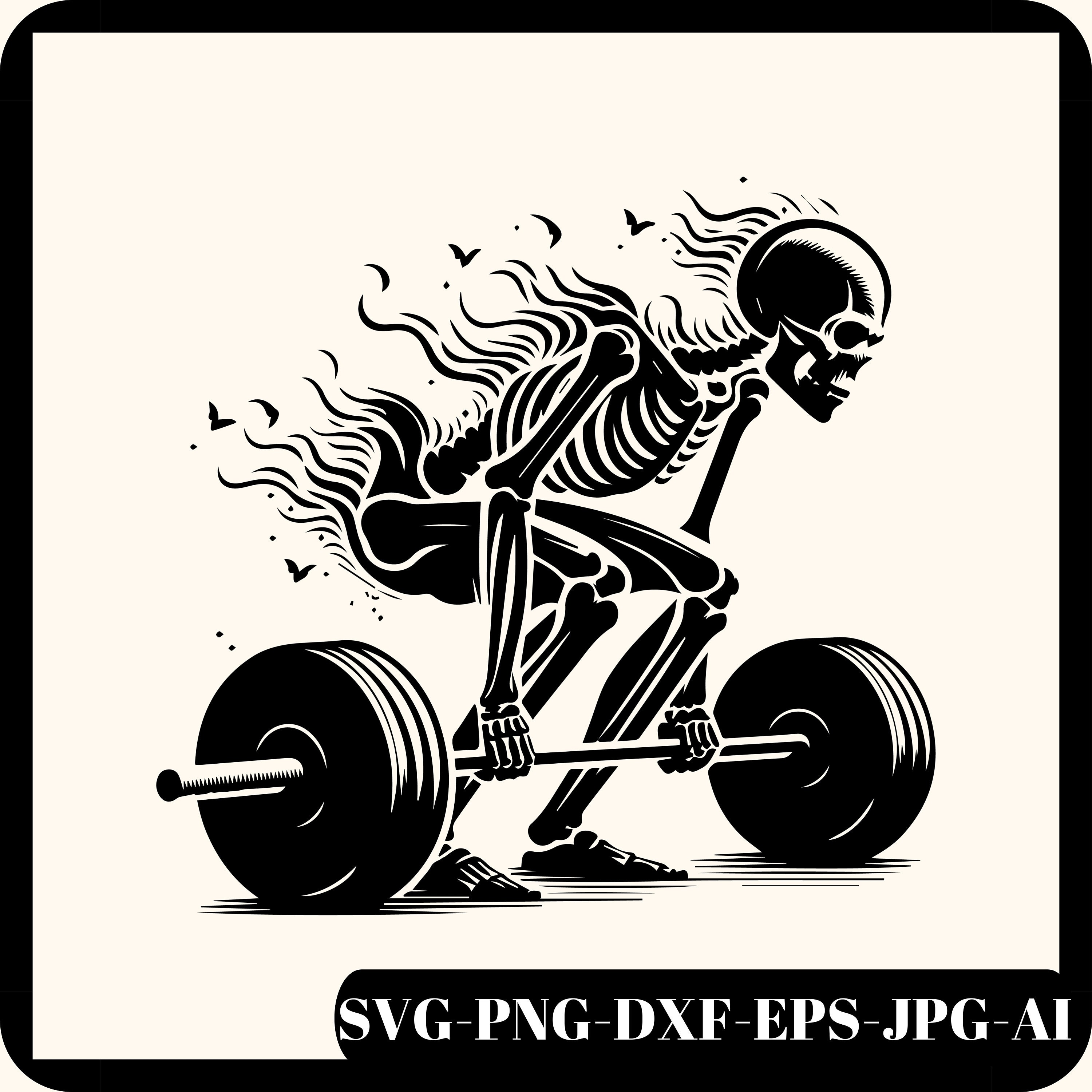 Skeleton Deadlift Gym SVG: Workout Shirt Decal (digital Download