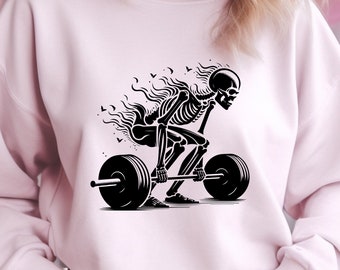 Skeleton Deadlift Gym SVG: Workout Shirt Decal (digital Download