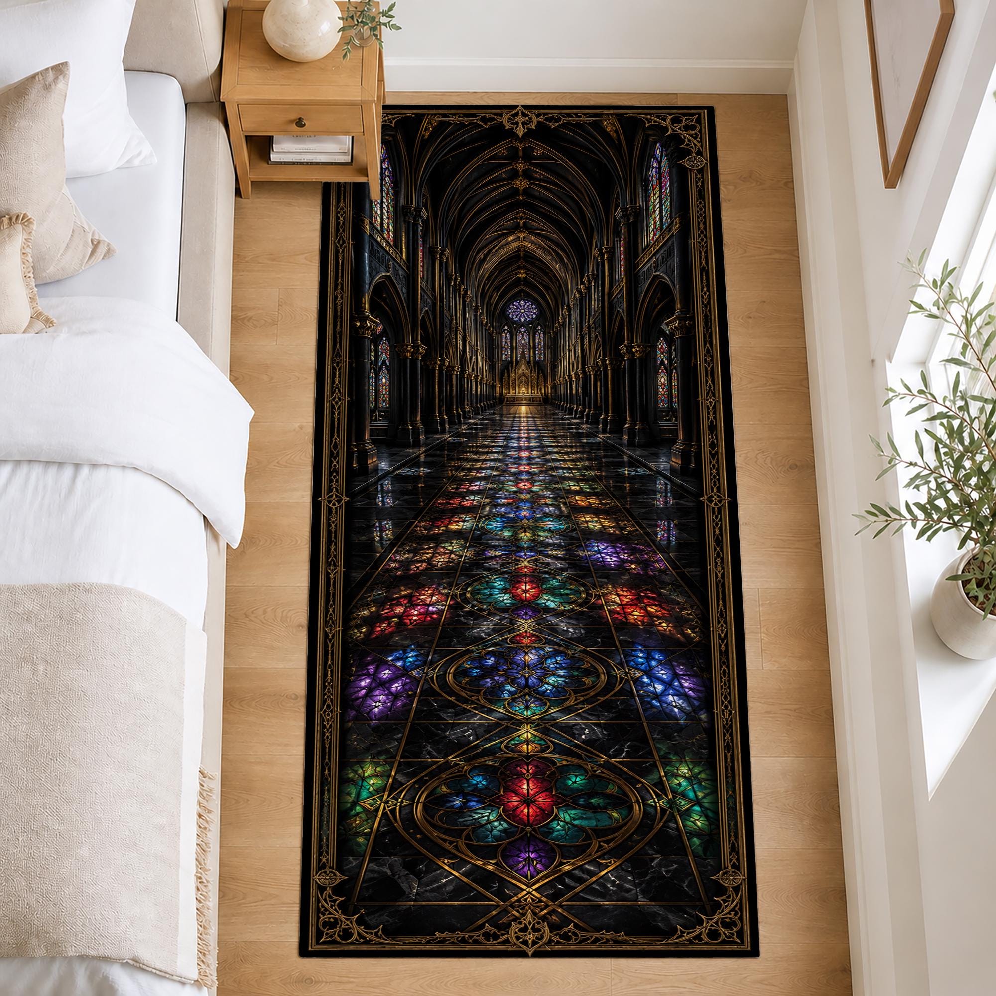 Cathedral Rug 3D Gothic Cathedral Aisle Runner Rug - Stained Glass Optical Illusion ...