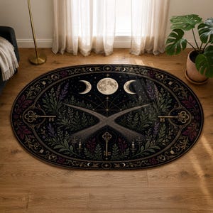Crossroads Moon Carpet, Witchy Pathway Floor Decor, Hecate Inspired Gift