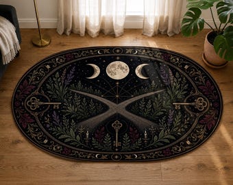 Crossroads Moon Carpet, Witchy Pathway Floor Decor, Hecate Inspired Gift