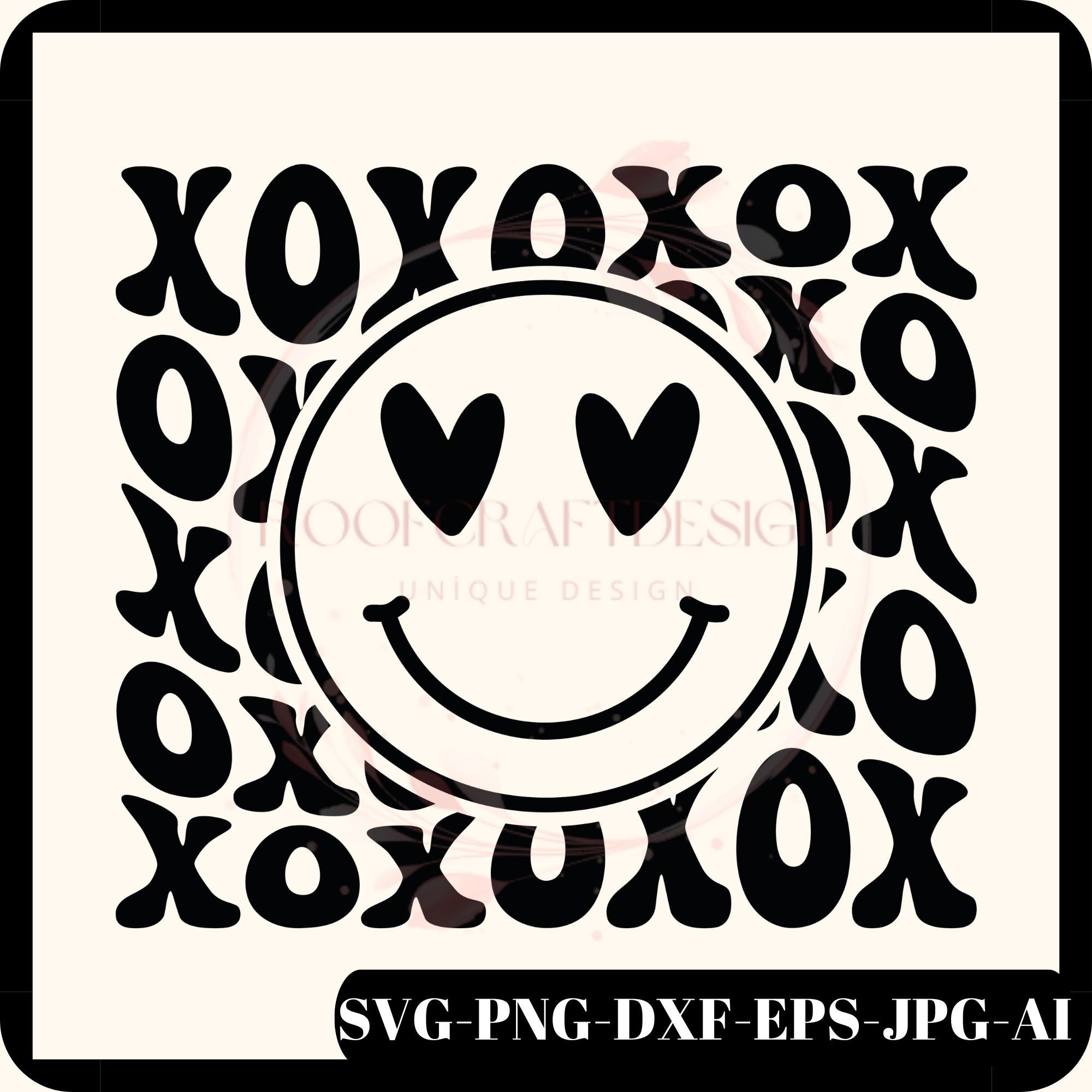 Love Happy Face SVG, XOXO Svg, Love Heart Svg, Heart Eyes Happy Face ...