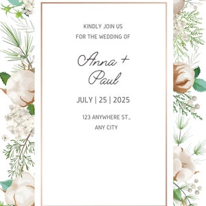 Personalisierte digitale Hochzeitseinladungsvorlage - sofort herunterladen, bearbeiten und drucken!