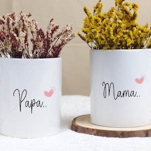 Set of 2 Mug Personalized Handwriting Mama Papa Mug, Mother&#39;s Day, Father&#39;s Day, New Parent, Birthday, Anniversary Set Mug Gift.