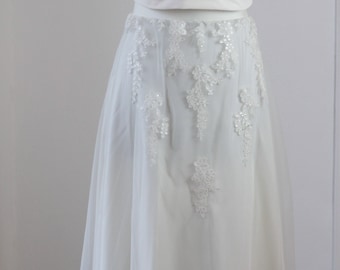 SALE! Short bridal skirt with tulle and lace