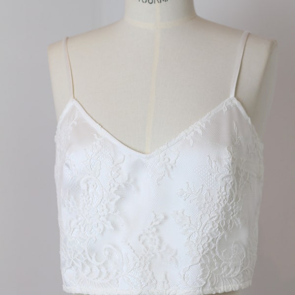 Strap top with lace, bridal two-piece