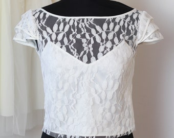 Wedding lace top, bridal top lace