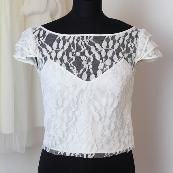 Wedding lace top, bridal top lace