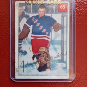 Johnny Bower 1954-55 Parkhurst #65 rookie- lucky premium cardback