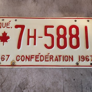 1967 quebec car licence plate quebec vintage 1967 licence plate - confederation