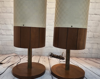 Vintage cylinder electrohome speakers - model 2000 b - swedish walnut mid century modern electrohome speakers cylinder shape speakers