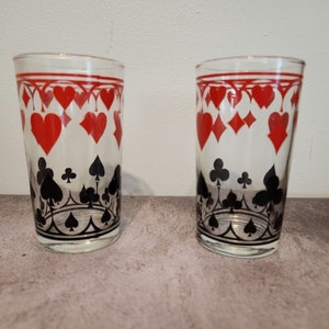 2 verres vintage schwartz moutarde dominion verre cartes à jouer poker verres à boire